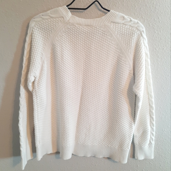 Gap | Cable Knit Cotton Crewneck Pullover Knit Sweater Cream - Picture 2 of 5